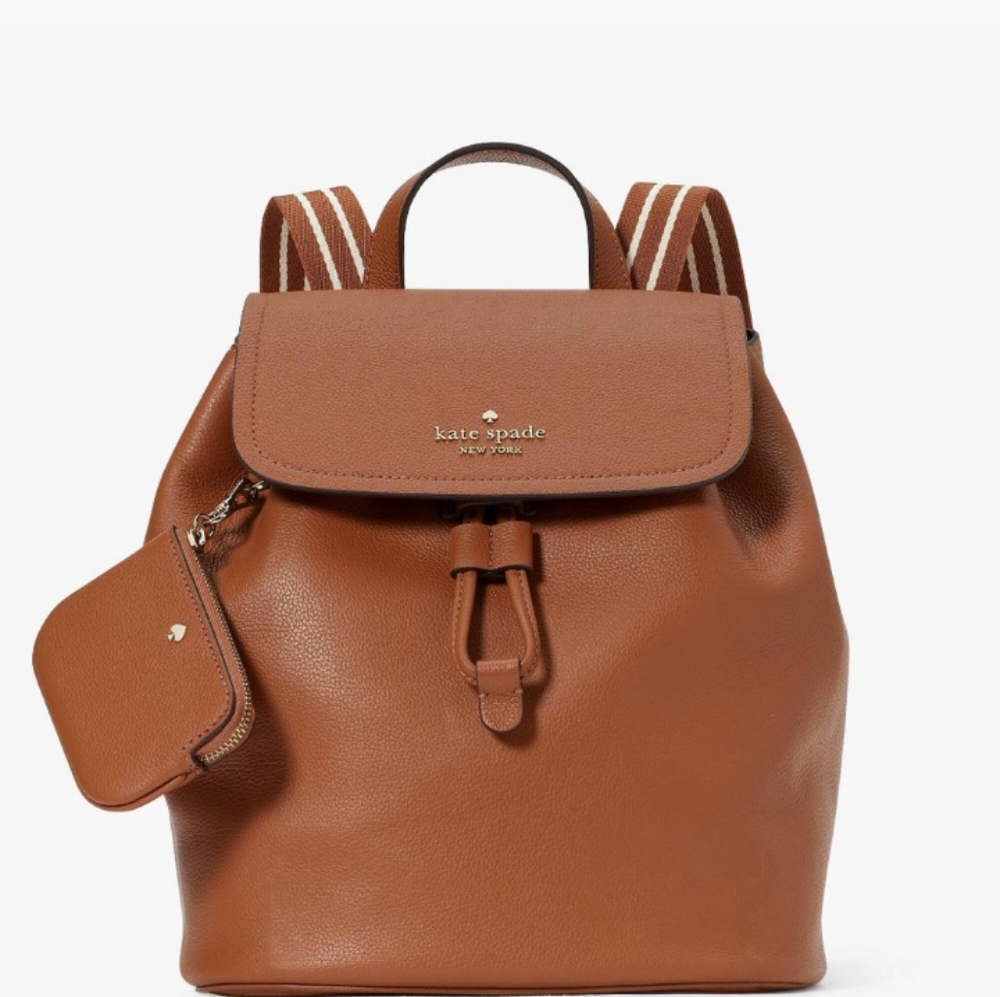 NWT Kate Spade Rosie Med Flip Backpack Warm Ginger Pebbled Leather